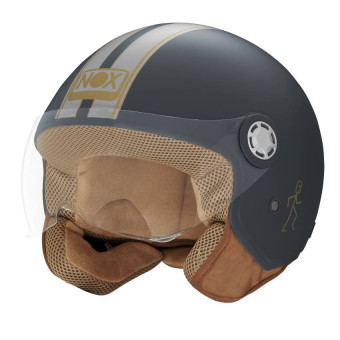 Casque Open Face NOX N210 Evo Matt Blue Nardo Grey Line Casque Open Face NOX N210 Evo Matt Blue Nardo Grey Line