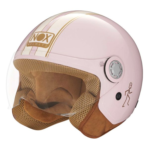 Open Face NOX N210 Evo Pastel Pink White Line Open Face NOX N210 Evo Pastel Pink White Line