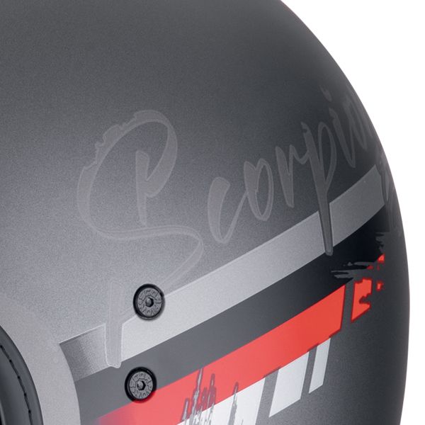 Scorpion Belfast Evo Adonis Silver Mat Red + Exo-Com Link-1C Bluetooth Kit