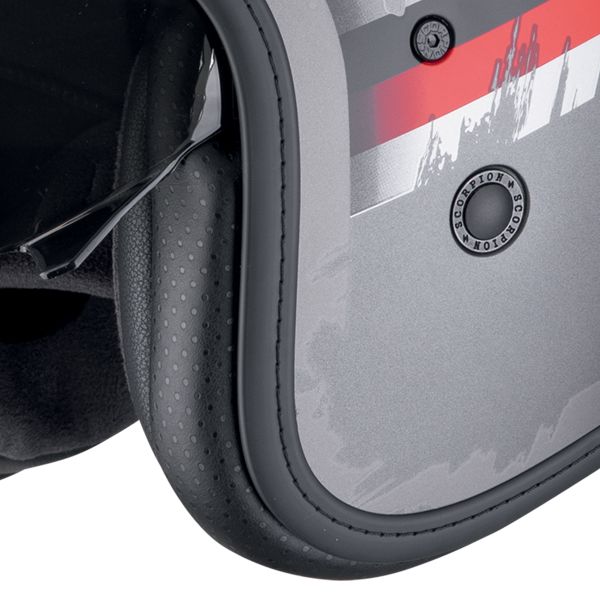 Scorpion Belfast Evo Adonis Silver Mat Red + Exo-Com Link-1C Bluetooth Kit