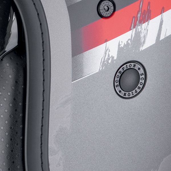 Scorpion Belfast Evo Adonis Silver Mat Red + Exo-Com Link-1C Bluetooth Kit