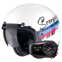 Casque Open Face Scorpion Belfast Evo Adonis White Red Blue + Kit Bluetooth 5S Solo