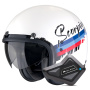 Casque Open Face Scorpion Belfast Evo Adonis White Red Blue + Kit Bluetooth BT Mini