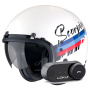 Casque Open Face Scorpion Belfast Evo Adonis White Red Blue + Kit Bluetooth Lokui K30