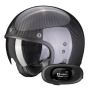 Casque Open Face Scorpion Belfast Evo Carbon Black + Kit bluetooth 5R Lite
