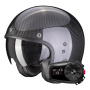 Casque Open Face Scorpion Belfast Evo Carbon Black + Kit Bluetooth 5S Solo