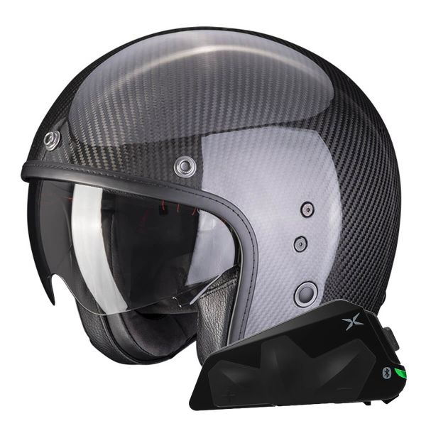 Open Face Scorpion Belfast Evo Carbon Black + Exo-Com Link-1C Bluetooth Kit Open Face Scorpion Belfast Evo Carbon Black + Exo-Com Link-1C Bluetooth Kit