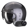 Casque Open Face Scorpion Belfast Evo Carbon Black + Kit Bluetooth Lokui K30