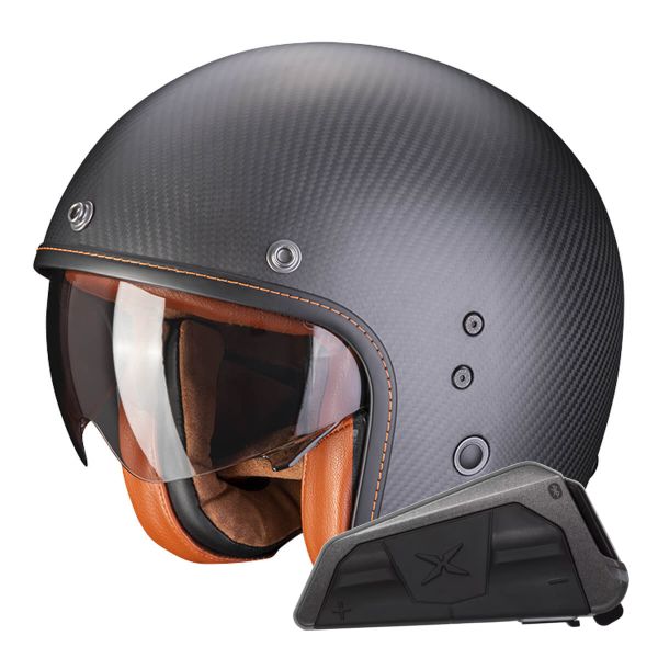 Open Face Scorpion Belfast Evo Carbon Matt Black + Exo-Com Link-1 Bluetooth Kit Open Face Scorpion Belfast Evo Carbon Matt Black + Exo-Com Link-1 Bluetooth Kit