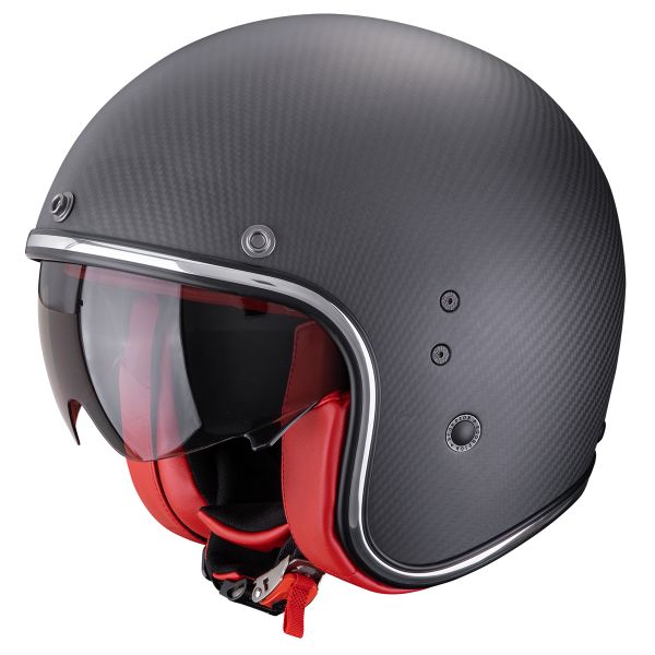 Open Face Scorpion Belfast Evo Carbon Matt Black Red