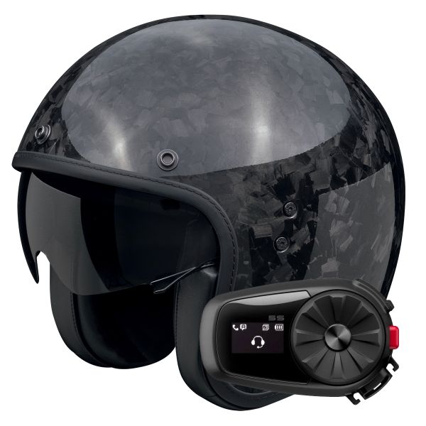 Open Face Scorpion Belfast Evo Carbon Onyx Black + Kit Bluetooth 5S Solo Open Face Scorpion Belfast Evo Carbon Onyx Black + Kit Bluetooth 5S Solo