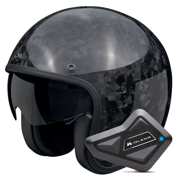 Open Face Scorpion Belfast Evo Carbon Onyx Black + Kit Bluetooth BT Mini Open Face Scorpion Belfast Evo Carbon Onyx Black + Kit Bluetooth BT Mini