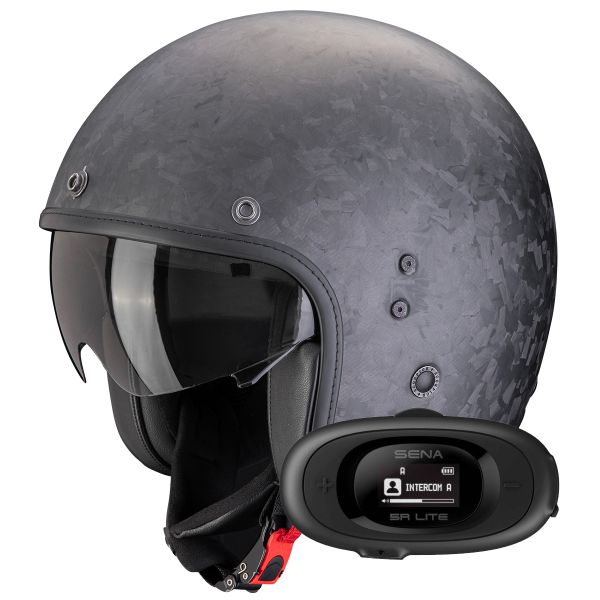 Open Face Scorpion Belfast Evo Carbon Onyx Matt Black + Kit bluetooth 5R Lite Solo Open Face Scorpion Belfast Evo Carbon Onyx Matt Black + Kit bluetooth 5R Lite Solo