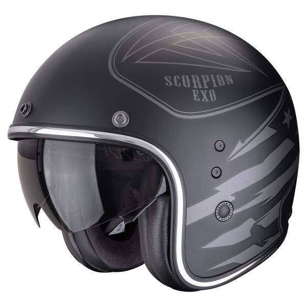 Open Face Scorpion Belfast Evo Dawg Matt Black Silver Open Face Scorpion Belfast Evo Dawg Matt Black Silver