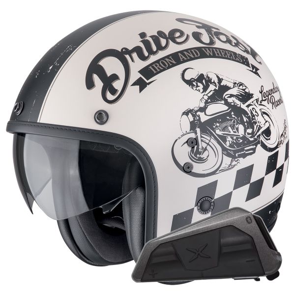 Open Face Scorpion Belfast Evo Drive Fast Cream Matt Black + Exo-Com Link-1 Bluetooth Kit Open Face Scorpion Belfast Evo Drive Fast Cream Matt Black + Exo-Com Link-1 Bluetooth Kit