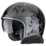 Casque Open Face Scorpion Belfast Evo Drive Fast Silver Black Gold + Exo-Com Link-1 Bluetooth Kit