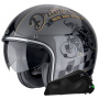 Casque Open Face Scorpion Belfast Evo Drive Fast Silver Black Gold + Exo-Com Link-1C Bluetooth Kit