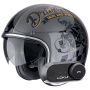 Casque Open Face Scorpion Belfast Evo Drive Fast Silver Black Gold + Kit Bluetooth Lokui K30