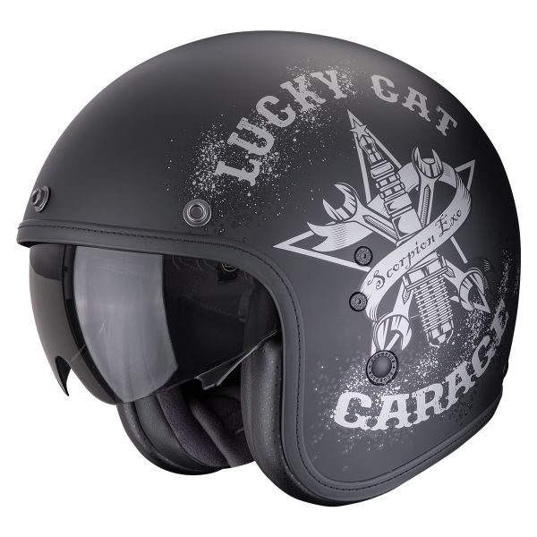 Open Face Scorpion Belfast Evo Hangar Matt Black Silver Open Face Scorpion Belfast Evo Hangar Matt Black Silver
