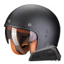 Casque Open Face Scorpion Belfast Evo Luxe Matt Black + Exo-Com Link-1 Bluetooth Kit