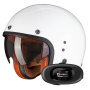 Casque Open Face Scorpion Belfast Evo Luxe White + Kit bluetooth 5R Lite