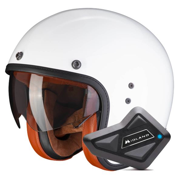 Open Face Scorpion Belfast Evo Luxe White + Kit Bluetooth BT Mini Open Face Scorpion Belfast Evo Luxe White + Kit Bluetooth BT Mini