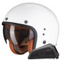 Casque Open Face Scorpion Belfast Evo Luxe White + Exo-Com Link-1 Bluetooth kit