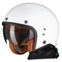 Casque Open Face Scorpion Belfast Evo Luxe White + Exo-Com Link-1C Bluetooth Kit