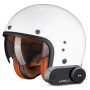 Casque Open Face Scorpion Belfast Evo Luxe White + Kit Bluetooth Lokui K30