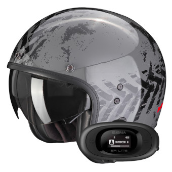 Open Face Scorpion Belfast Evo Nevada Grey Black + Kit bluetooth 5R Lite