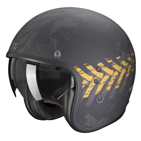 Open Face Scorpion Belfast Evo Nevada Matt Black Gold