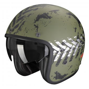 Scorpion Belfast Evo Nevada Matt Green Silver + Kit Bluetooth 5S Solo