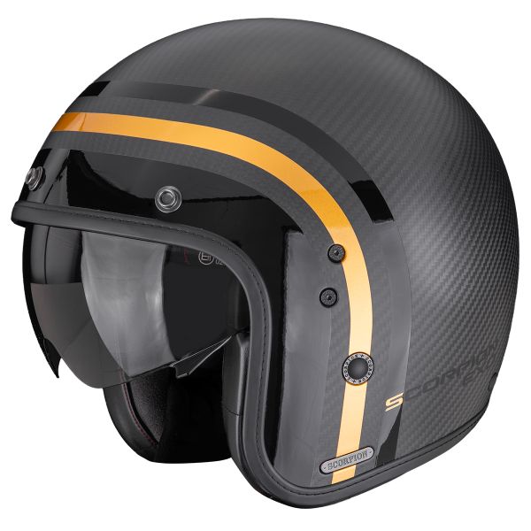 Open Face Scorpion Belfast II Carbon Regal Matt Black Gold