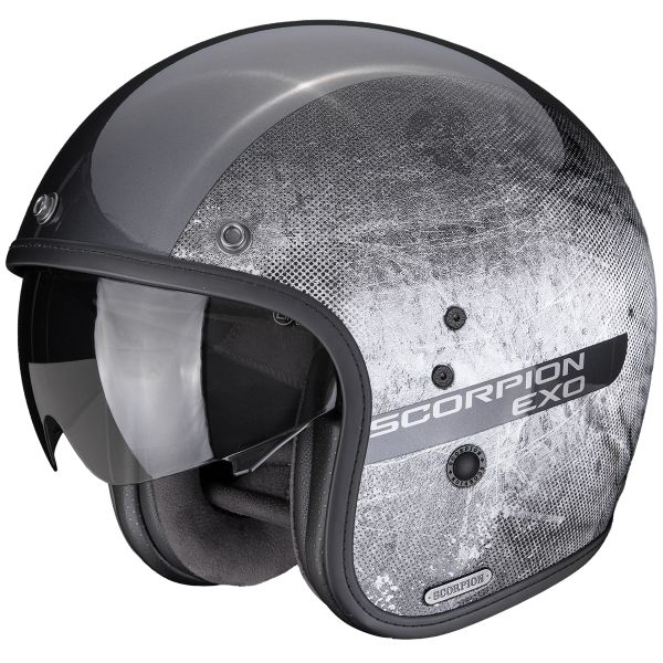 Open Face Scorpion Belfast II Quest Silver Black