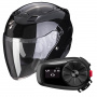 Casque Open Face Scorpion Exo 230 Black + Kit Bluetooth 5S Solo