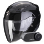 Casque Open Face Scorpion Exo 230 Black + Kit Bluetooth Lokui K30