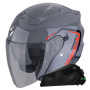 Casque Open Face Scorpion Exo 230 Cit-E Grey Red + Exo-Com Link-1C Bluetooth Kit