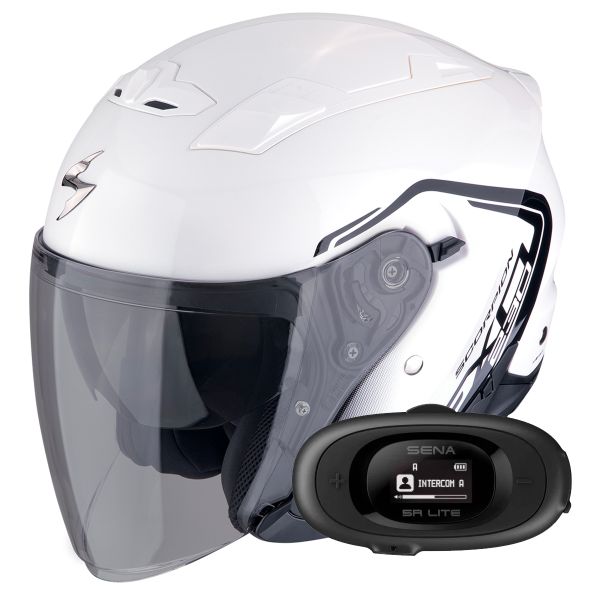 Open Face Scorpion Exo 230 Cit-E White Black + Kit bluetooth 5R Lite Open Face Scorpion Exo 230 Cit-E White Black + Kit bluetooth 5R Lite