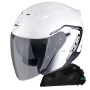 Casque Open Face Scorpion Exo 230 Cit-E White Black + Exo-Com Link-1C Bluetooth Kit