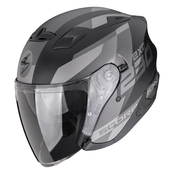 Open Face Scorpion Exo 230 Comics Matt Black Silver