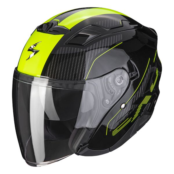 Open Face Scorpion Exo 230 Condor Black Yellow Fluo