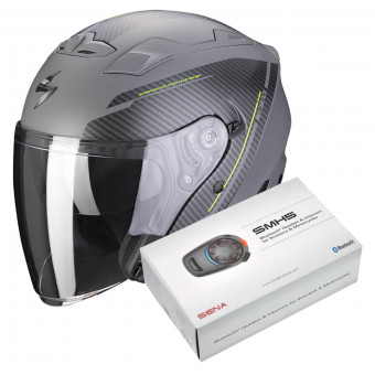 Open Face Scorpion EXO 230 Fenix Grey Matt Cement + Kit Bluetooth SMH5