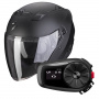 Casque Open Face Scorpion Exo 230 Matt Black + Kit Bluetooth 5S Solo