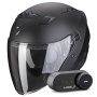 Casque Open Face Scorpion Exo 230 Matt Black + Kit Bluetooth Lokui K30