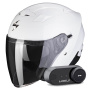 Casque Open Face Scorpion Exo 230 White + Kit Bluetooth Lokui K30