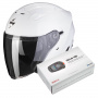 Casque Open Face Scorpion Exo 230 White + Kit Bluetooth SMH5