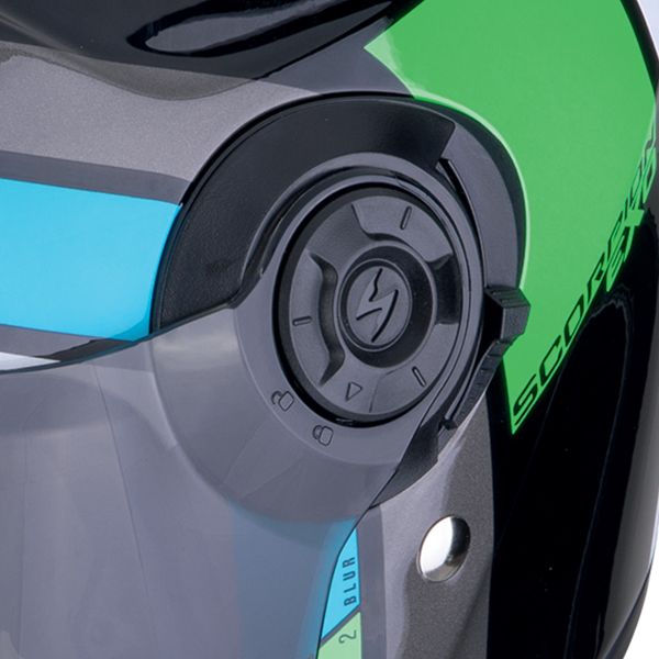 Scorpion Exo City II Blur Black White Green + Kit Bluetooth Lokui K30