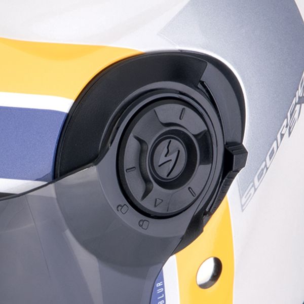 Scorpion Exo City II Blur White Silver Yellow + Kit Bluetooth BT Mini