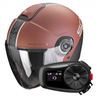 Open Face Scorpion Exo City II Carbo Matt Brown Black + Kit Bluetooth 5S