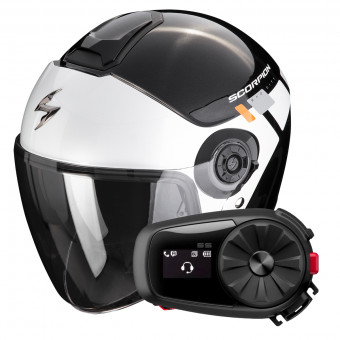 Open Face Scorpion Exo City II Mall Metal Black White Silver + Kit Bluetooth 5S